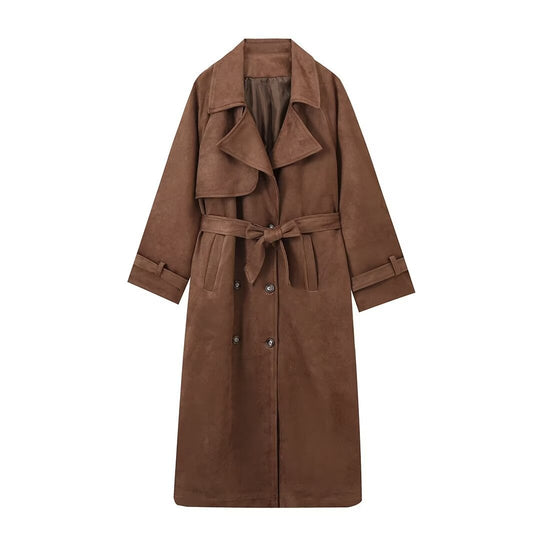 Damen Eleganter Trenchcoat aus hochwertigem Suede EB