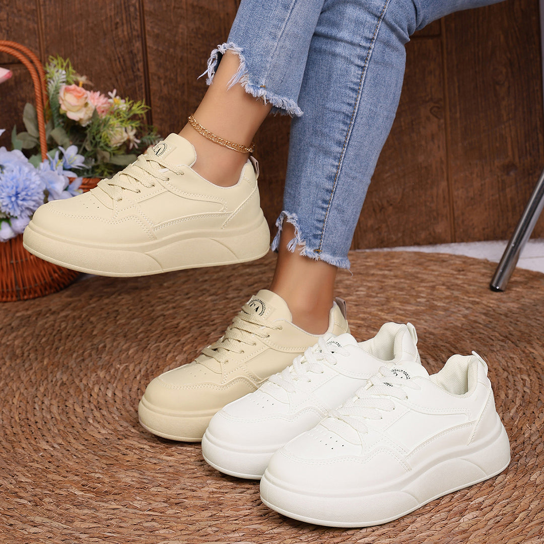Damen Komfortable Sneakers mit dicker Laufsohle und modischem Design EB