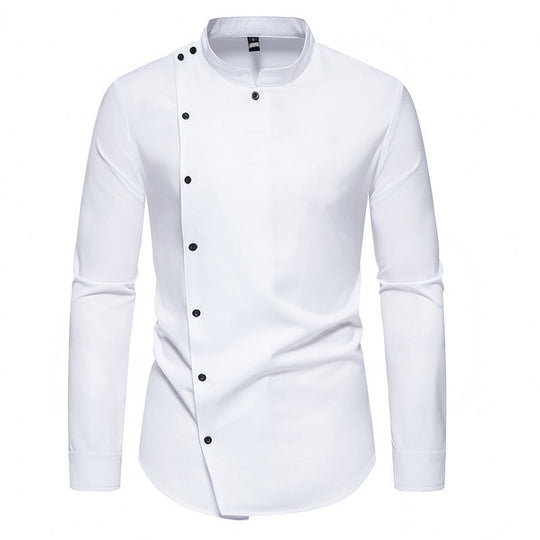 Herren Langarm Hemd mit modernem Knopfdesign EB