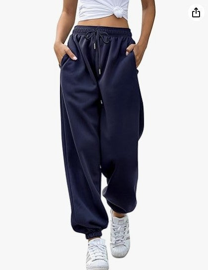 Damen nan lässige Jogginghose mit hohem Bund elastischen Knöchelabschlüssen und weichem Fleecefutter EB