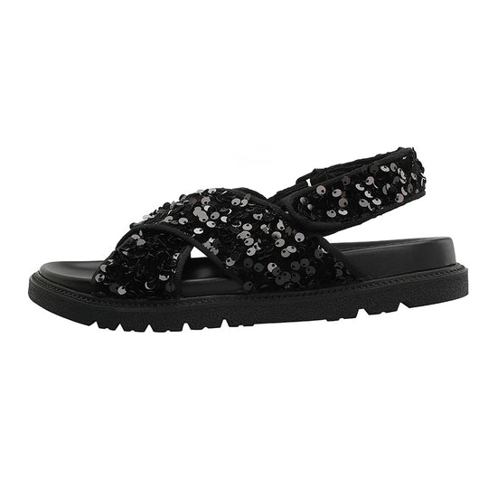 Damen Glitzernde Sandalen mit hochwertigem Riemendesign EB