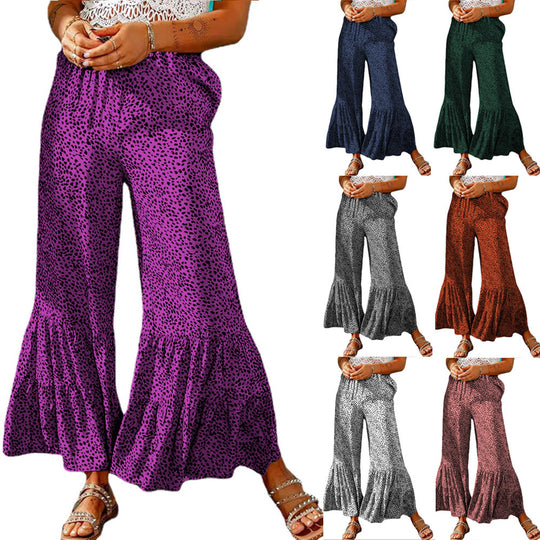 Damen Weite Palazzo-Hose mit voluminösem Saum und elastischem Bund EB