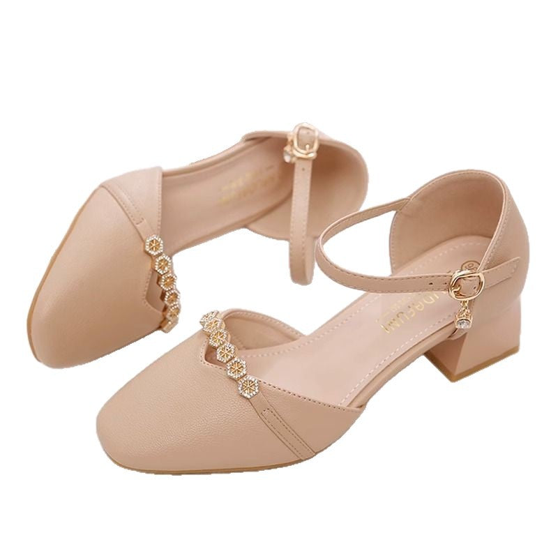 Damen Elegante Hochzeits-Pumps mit dezentem Schmuckdetail und komfortablem Blockabsatz EB