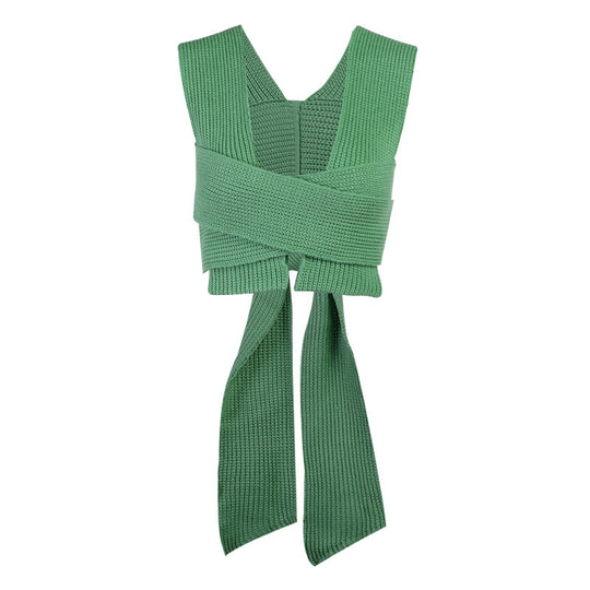 Damen gestricktes Crop-Top mit raffinierten Rückendetails EB