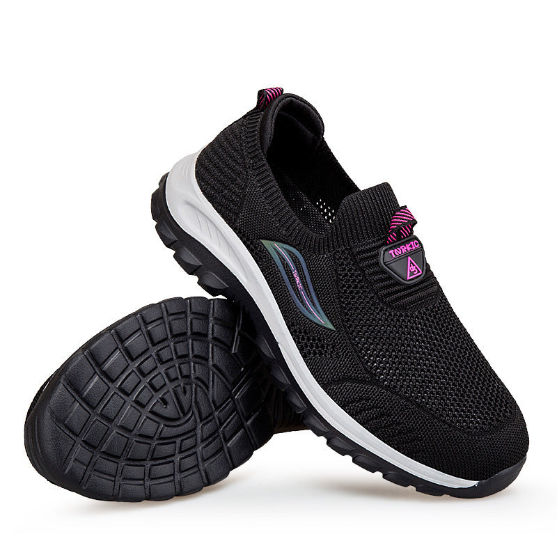 Damen Komfortable Slip-On Sneakers mit flexiblem Strickoberteil EB