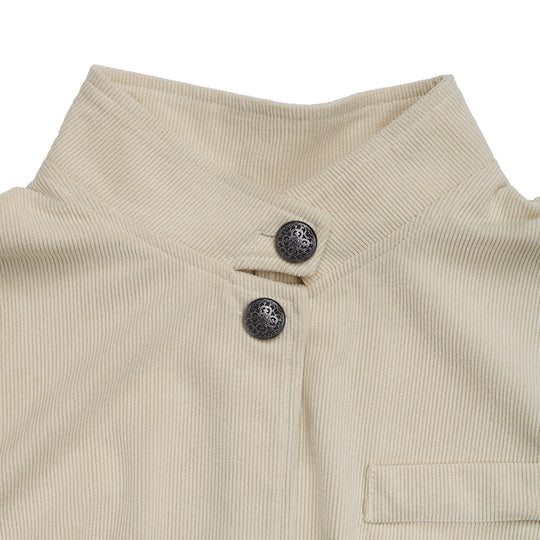 Damen modische Blazerjacke mit Stehkragen und Druckknopfverschluss EB