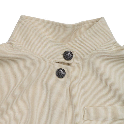 Damen modische Blazerjacke mit Stehkragen und Druckknopfverschluss EB