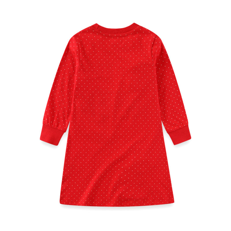 Mädchen Langarmkleid mit bunten Tierapplikationen EB