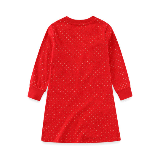 Mädchen Langarmkleid mit bunten Tierapplikationen EB