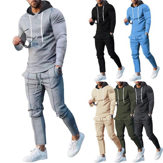 Herren modisches Hoodie mit sportlicher Passform und kontrastierenden Details EB