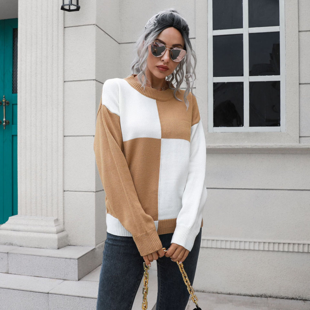 Damen Lässiger Pullover mit Blockstreifen-Design und bequemem Schnitt EB