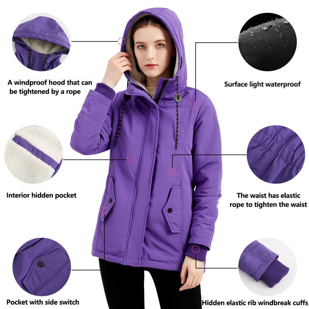 Damen nan gefütterte Winterparka mit Teddyfleece Innenfutter und Kapuze EB