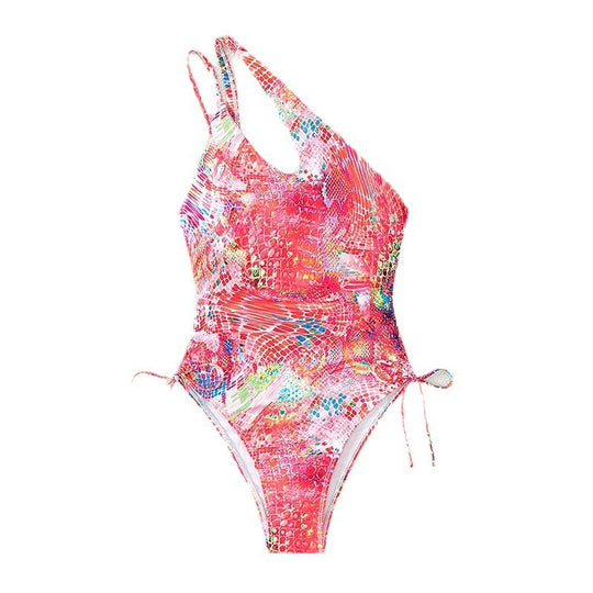 Damen Einteiler Badeanzug mit asymmetrischem Schnitt und Details EB