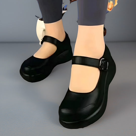 Damen Komfortable Halbschuhe mit verstellbarem Riemen und gepolsterter Innensohle EB