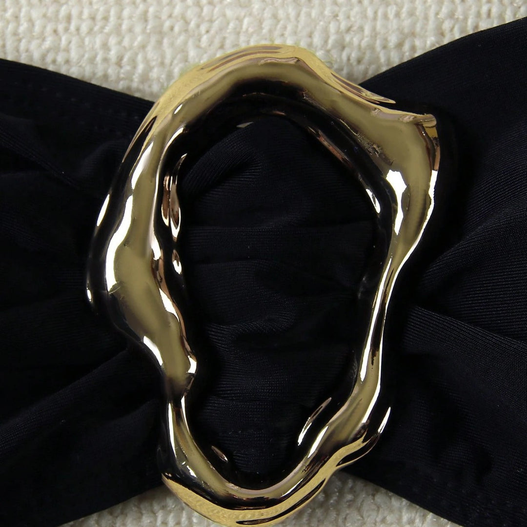 Damen Bikini mit modischem Knotendesign und elegantem Goldakzent EB