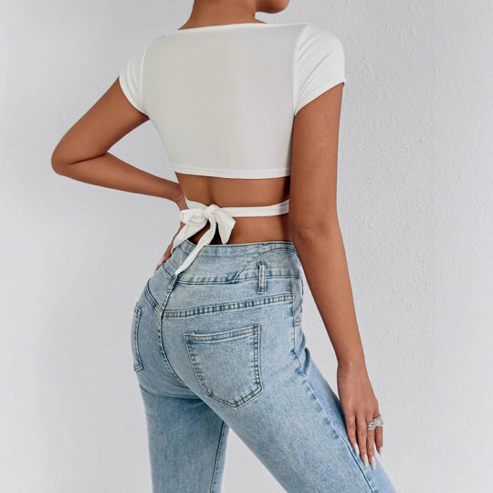 Damen Crop-Top mit elegantem Wickeldesign EB