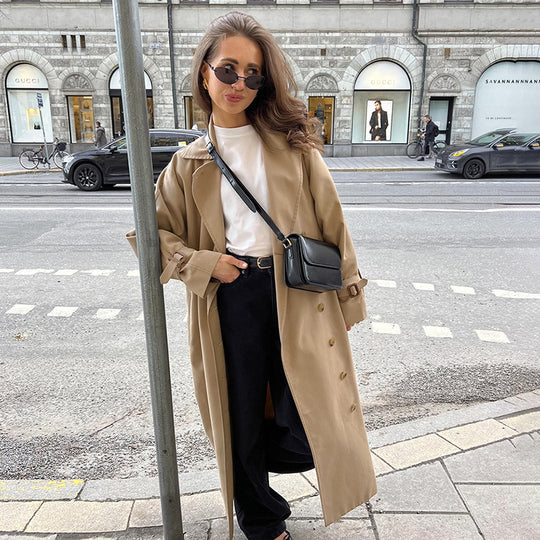 Damen Eleganter Trenchcoat mit hochwertiger Verarbeitung und lockerem Schnitt EB