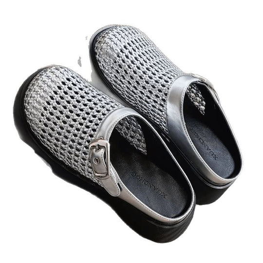 Damen Clogs mit stilvollem Wabenmuster und komfortablem Plateau EB