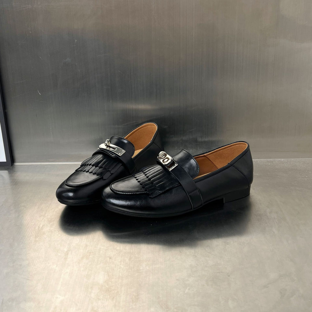 Damen Mokassins mit modischen Fransen und elegantem Schnallen-Detail EB