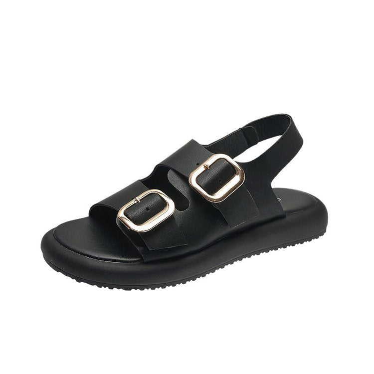 Damen Bequeme Riemchen-Sandalen mit modischer Schnallenverzierung und ergonomischem Fußbett EB