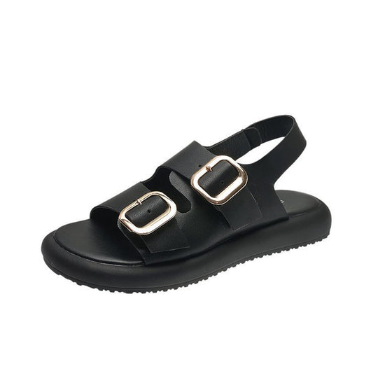 Damen Bequeme Riemchen-Sandalen mit modischer Schnallenverzierung und ergonomischem Fußbett EB