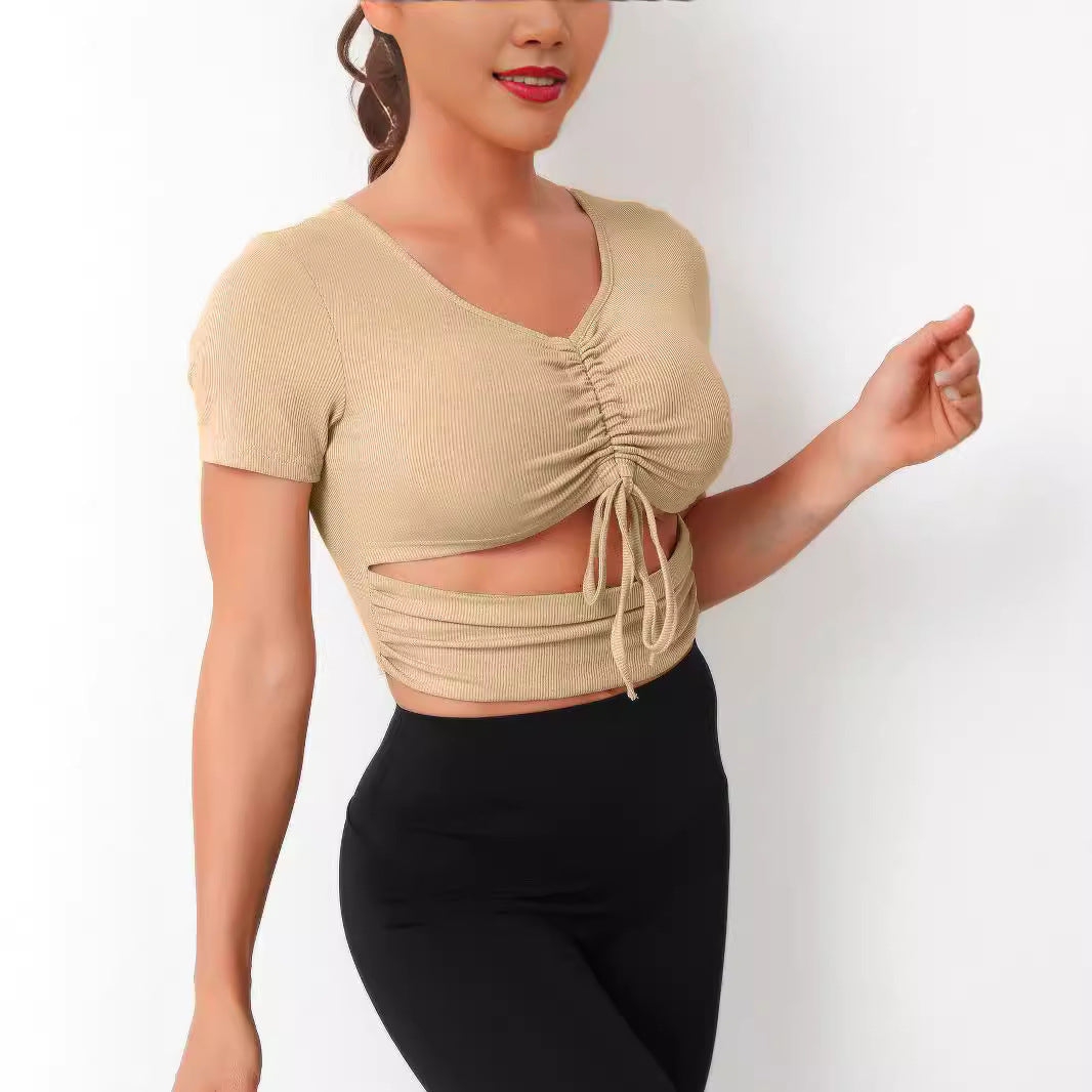 Damen Cropped Top mit Schnürung und V-Ausschnitt EB