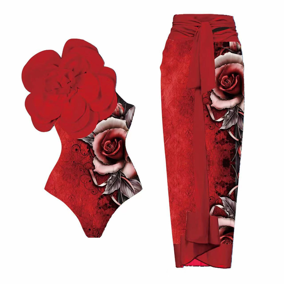 Damen Eleganter Einteiler mit kunstvoller Blumendekoration EB