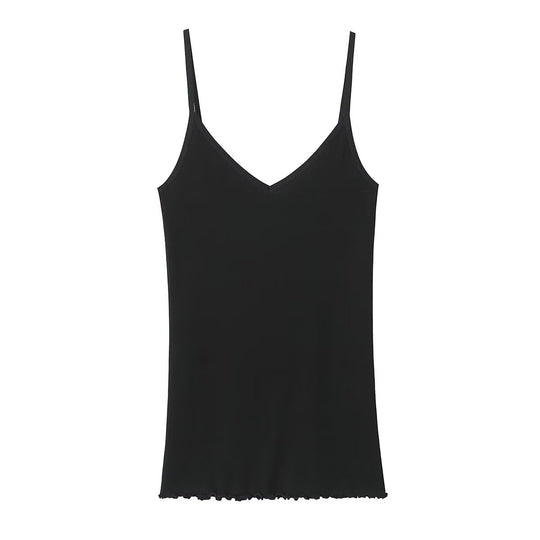 Damen Spaghettiträgeroberteil mit elegantem V-Ausschnitt und softer Textur EB