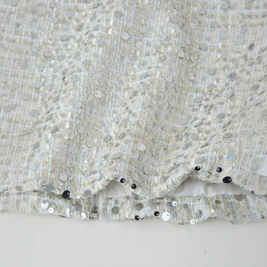 Damen Glitzernde Jacke mit Rundhalsausschnitt und verstecktem Reißverschluss EB