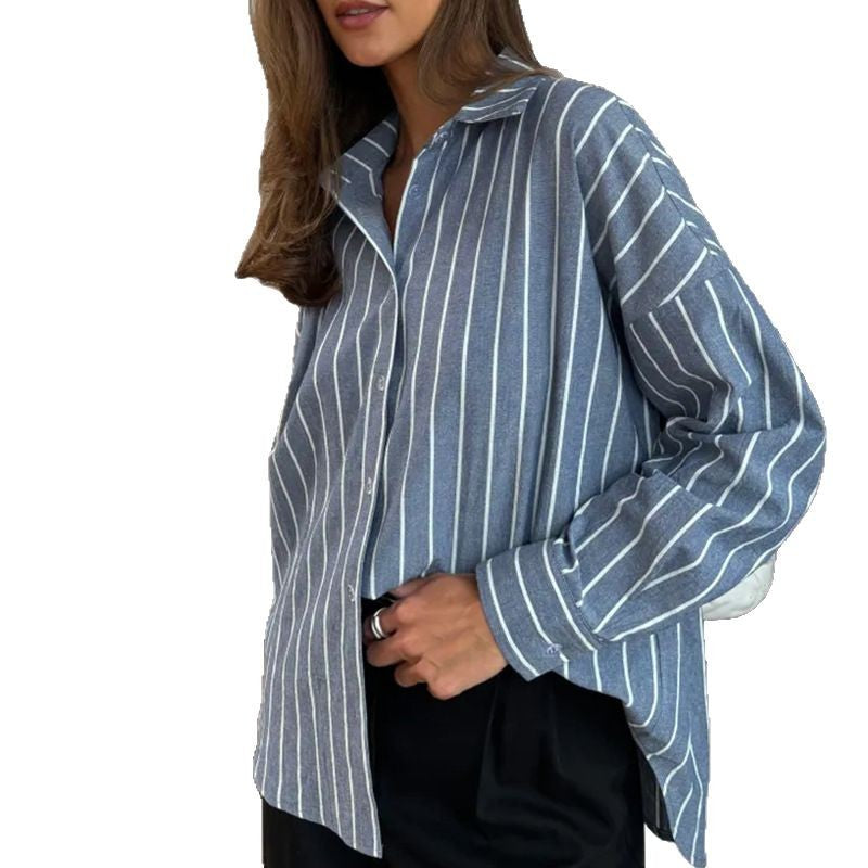 Damen Oversized Hemd mit feinen Streifen EB