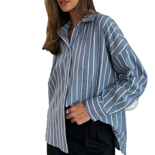 Damen Oversized Hemd mit feinen Streifen EB
