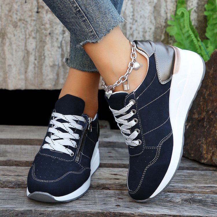 Damen Sportliche Sneakers mit atmungsaktivem Obermaterial und Reißverschluss EB