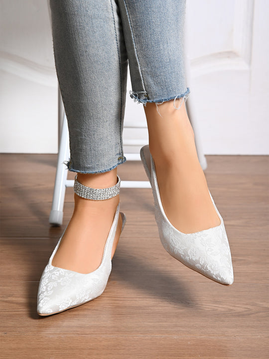Damen elegante Slingback-Pumps mit floralem Jacquard-Muster EB