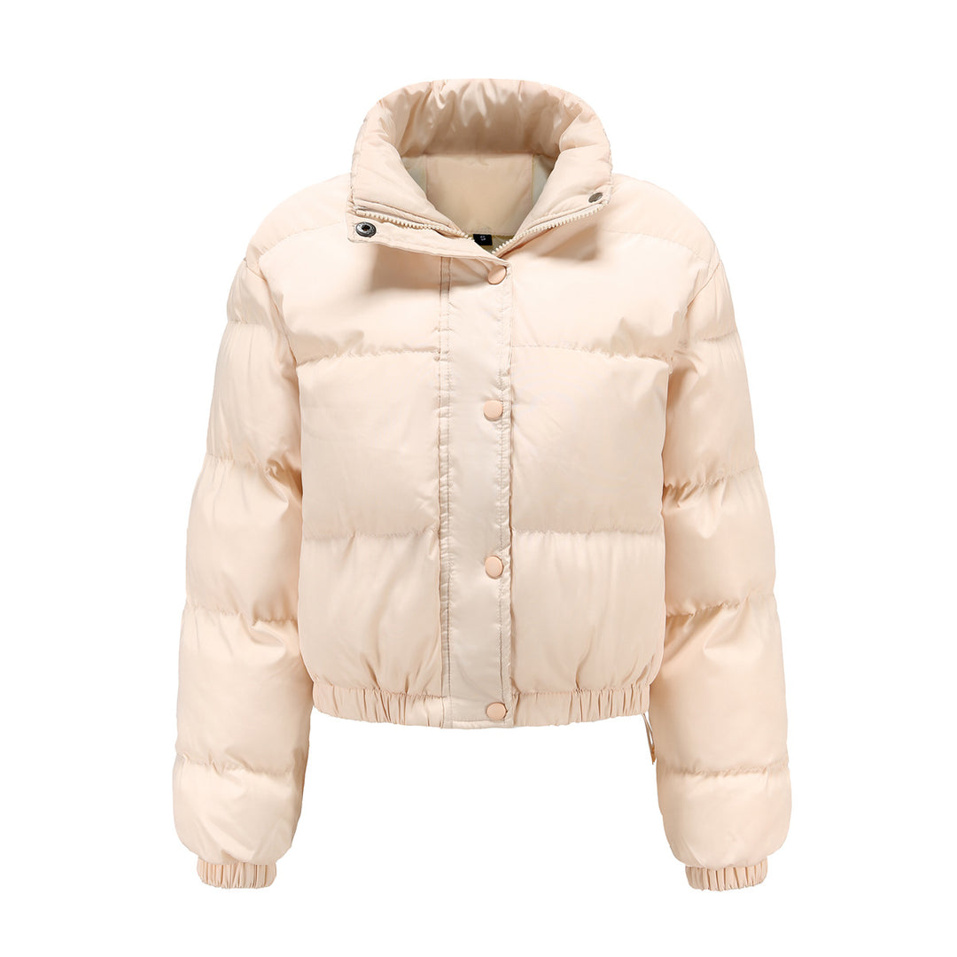 Damen nan kurze gesteppte Winterjacke mit Stehkragen und Kordelzug EB