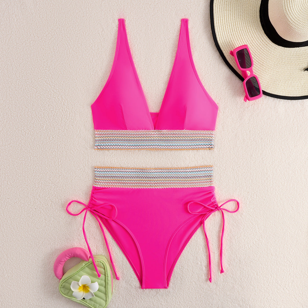 Damen Zweiteiliges Bikini-Set mit breitem Gummibund und hochwertige Rippstruktur EB
