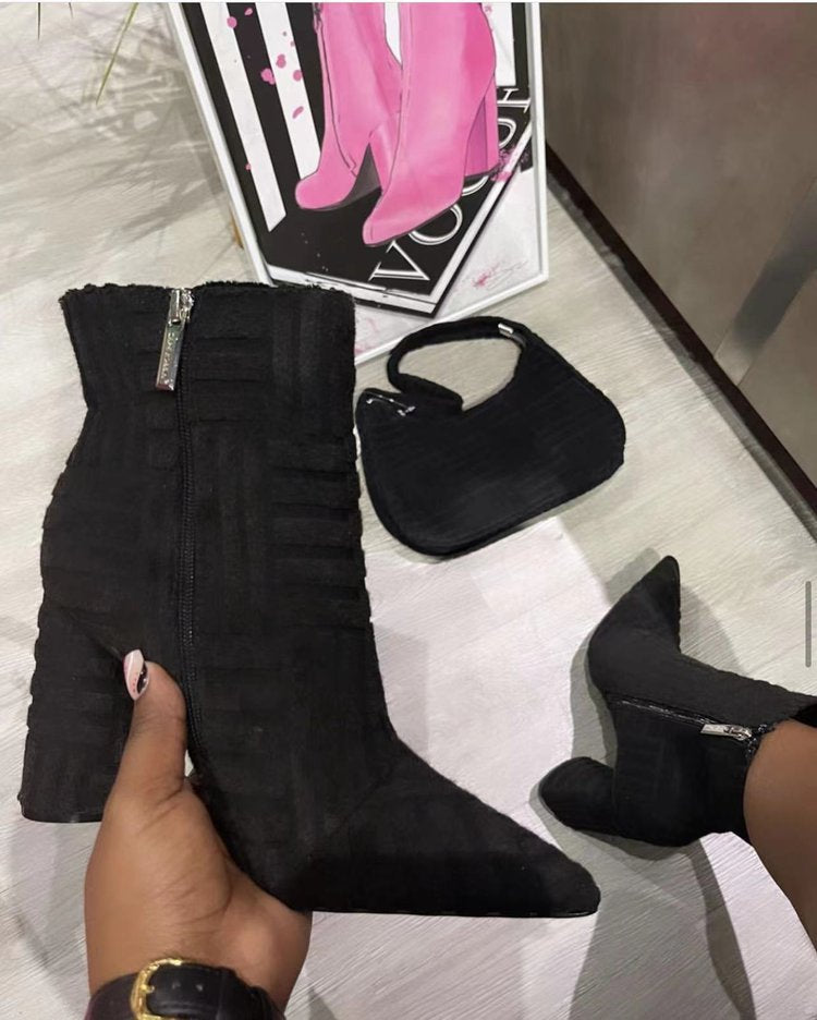 Damen Elegante Stiefeletten mit strukturiertem Obermaterial und praktischem Reißverschluss EB