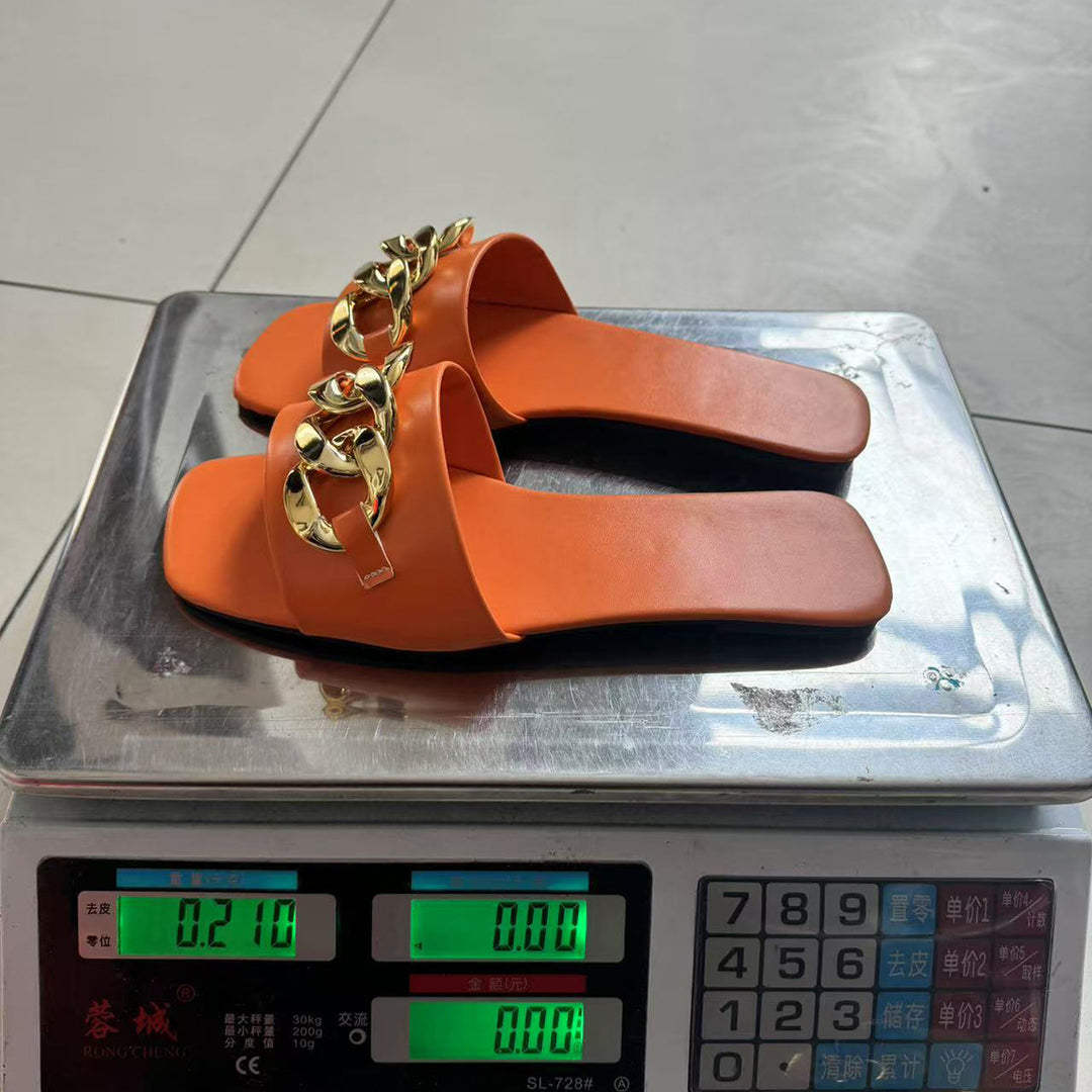 Damen Elegante Sandalen mit modischem Kettenakzent EB