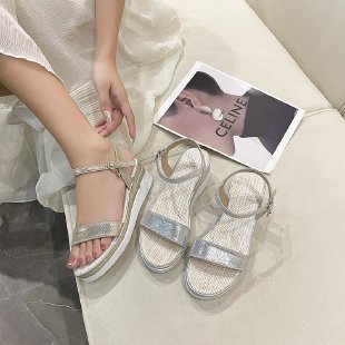 Damen Sandalen mit modischem Glitzer-Riemendesign und bequemer Sohle EB