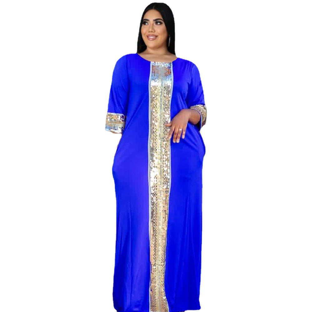 Damen Elegantes Maxikleid mit glitzerndem Design und stilvollem Schnitt EB