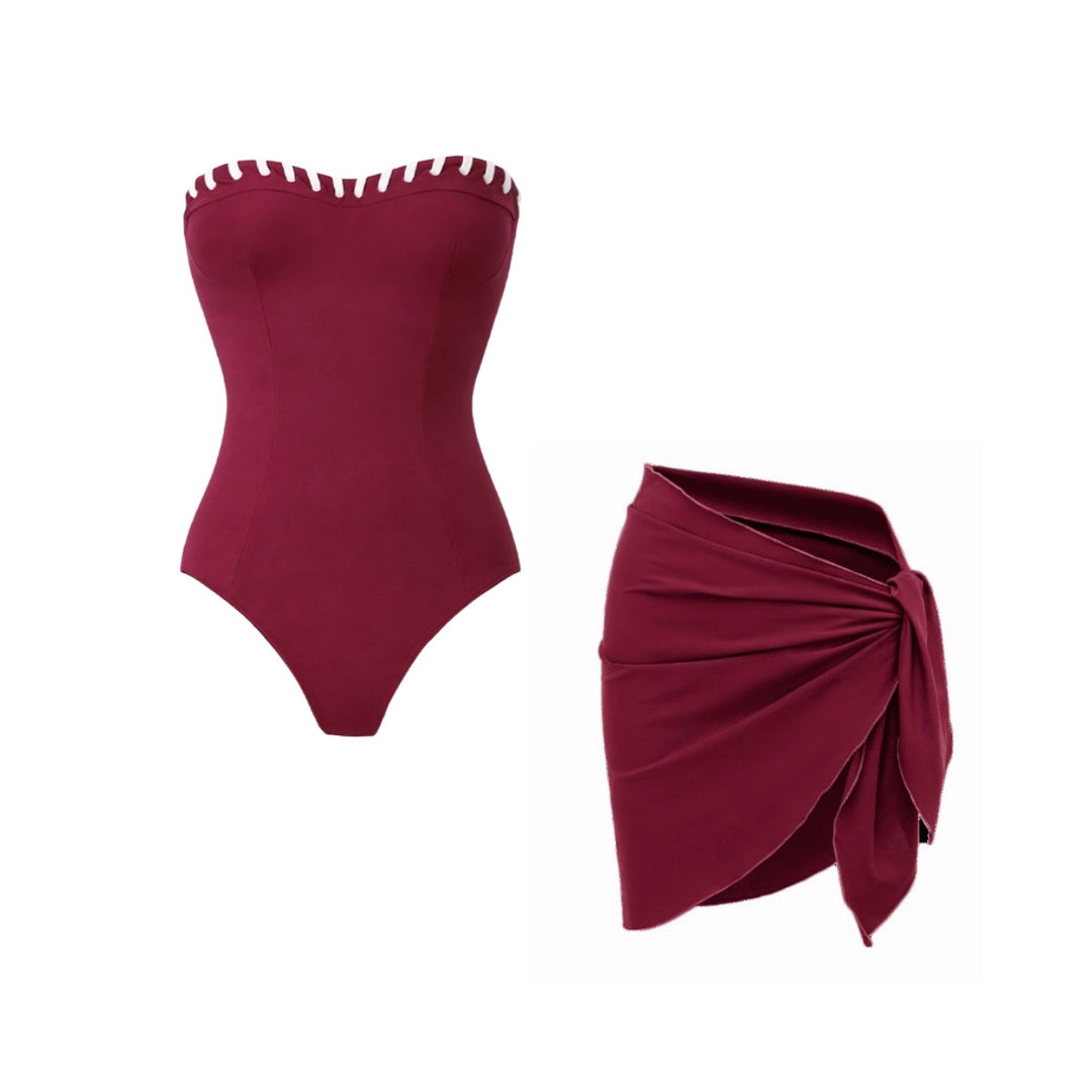 Damen Bikini-Set mit modischem High-Waist-Höschen und Latzhosen von EB