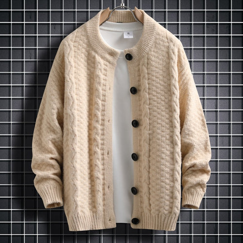 Damen Strickjacke mit strukturiertem Zopfmuster und durchgehenden Knöpfen EB