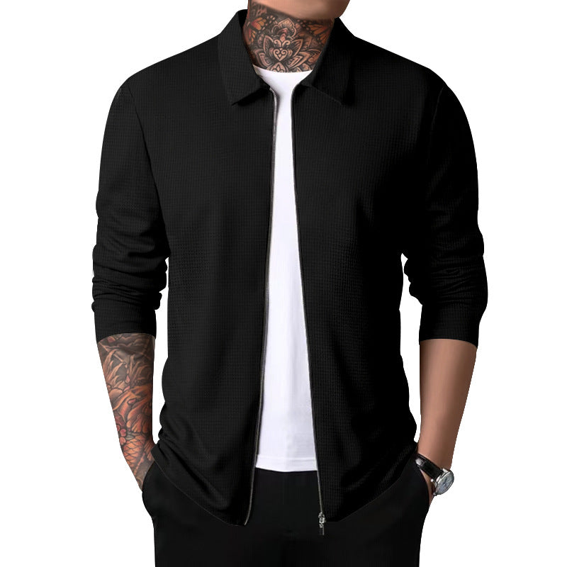 Herren nan strukturierte Hemdjacke mit Waffelstruktur, durchgehendem Reißverschluss und schmaler Passform EB