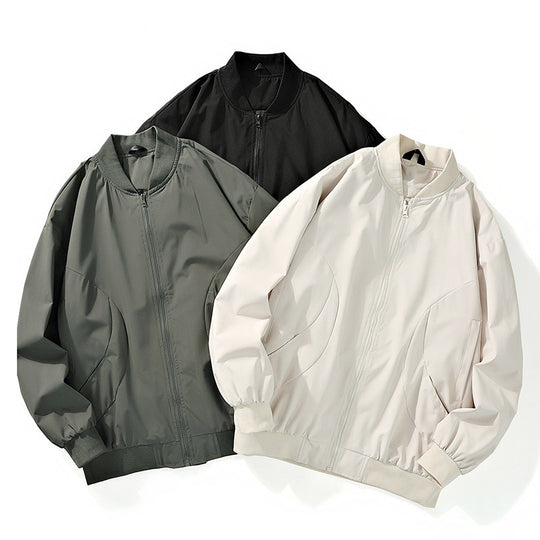 Herren leichter Oversize-Bomber mit elastischen Rippbündchen und verdeckter Reißverschlussblende EB