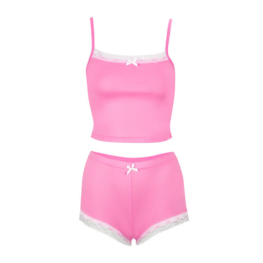 Damen Schlafanzug-Set aus zarter Mikrofaser mit Spitze EB