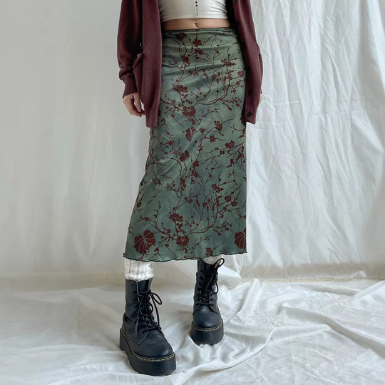 Damen Maxirock mit floralem Druck und elegantem Schnitt EB