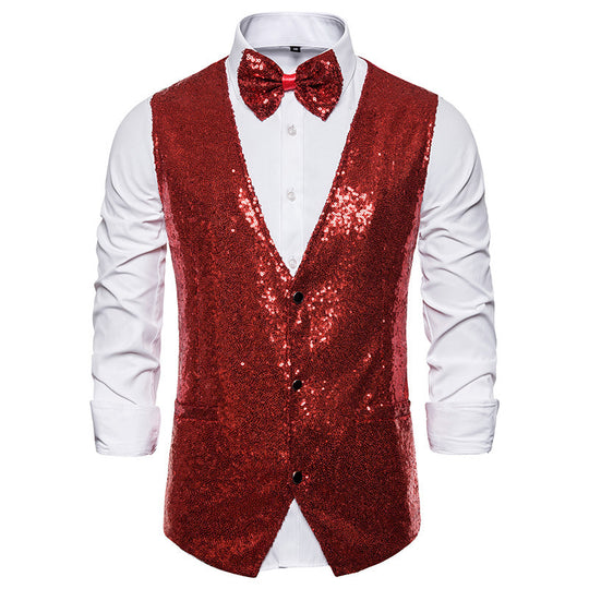 Herren eleganter Paillettenblazer mit passendem Fliege EB