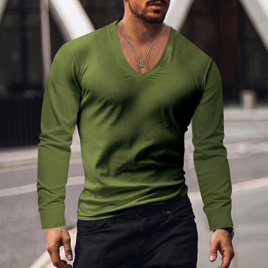 Herren Langarm V-Ausschnitt T-Shirt EB