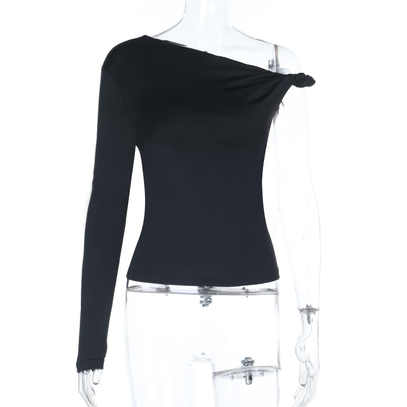 Damen asymmetrisches Langarmoberteil mit schulterfreiem Design EB