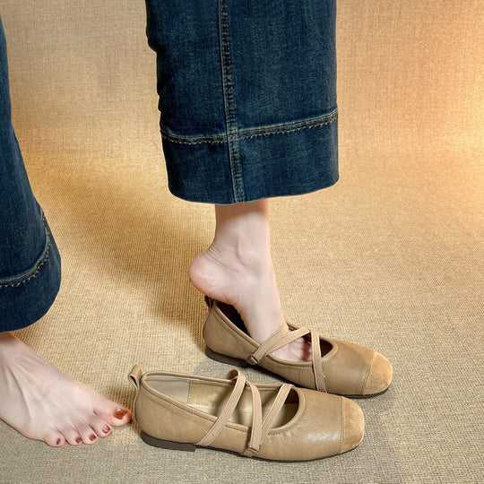 Damen modische Riemchen-Ballerinas aus hochwertigem Material mit komfortabler Passform EB