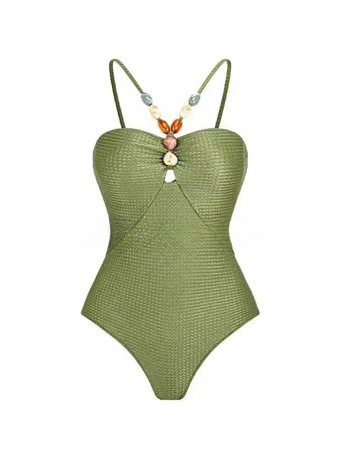 Damen Einteiliger Badeanzug mit modischen Schmuckdetails EB
